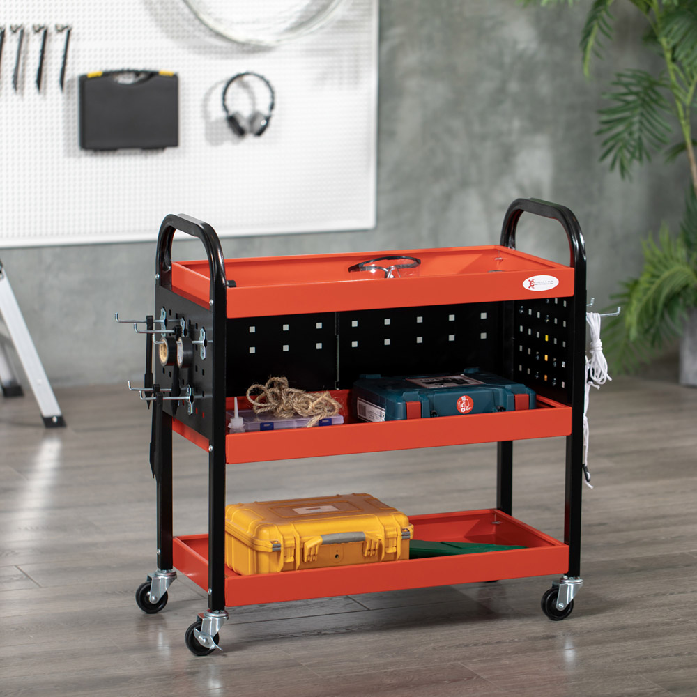 Durhand Black and Red 3 Shelf Tool Trolley Image 2