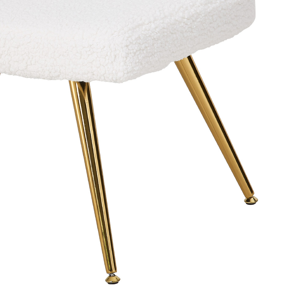 Living and Home White Sherpa Fleece Accent Chair with Footstool Image 4