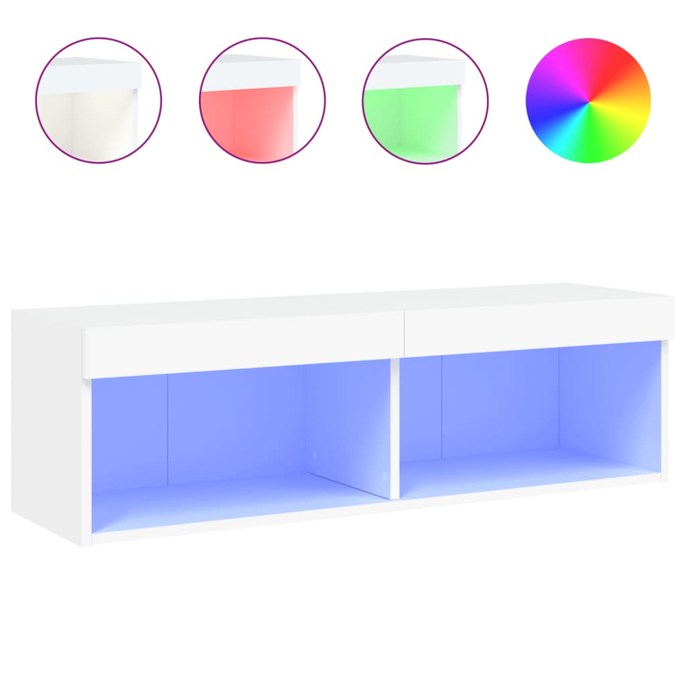 vidaXL 2 Shelf White Wall Mounted LED TV Cabinet Image 5