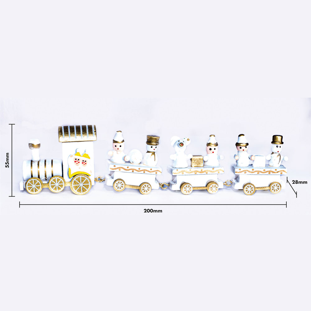 St Helens White and Gold Wooden Christmas Train Set Decoration Image 4