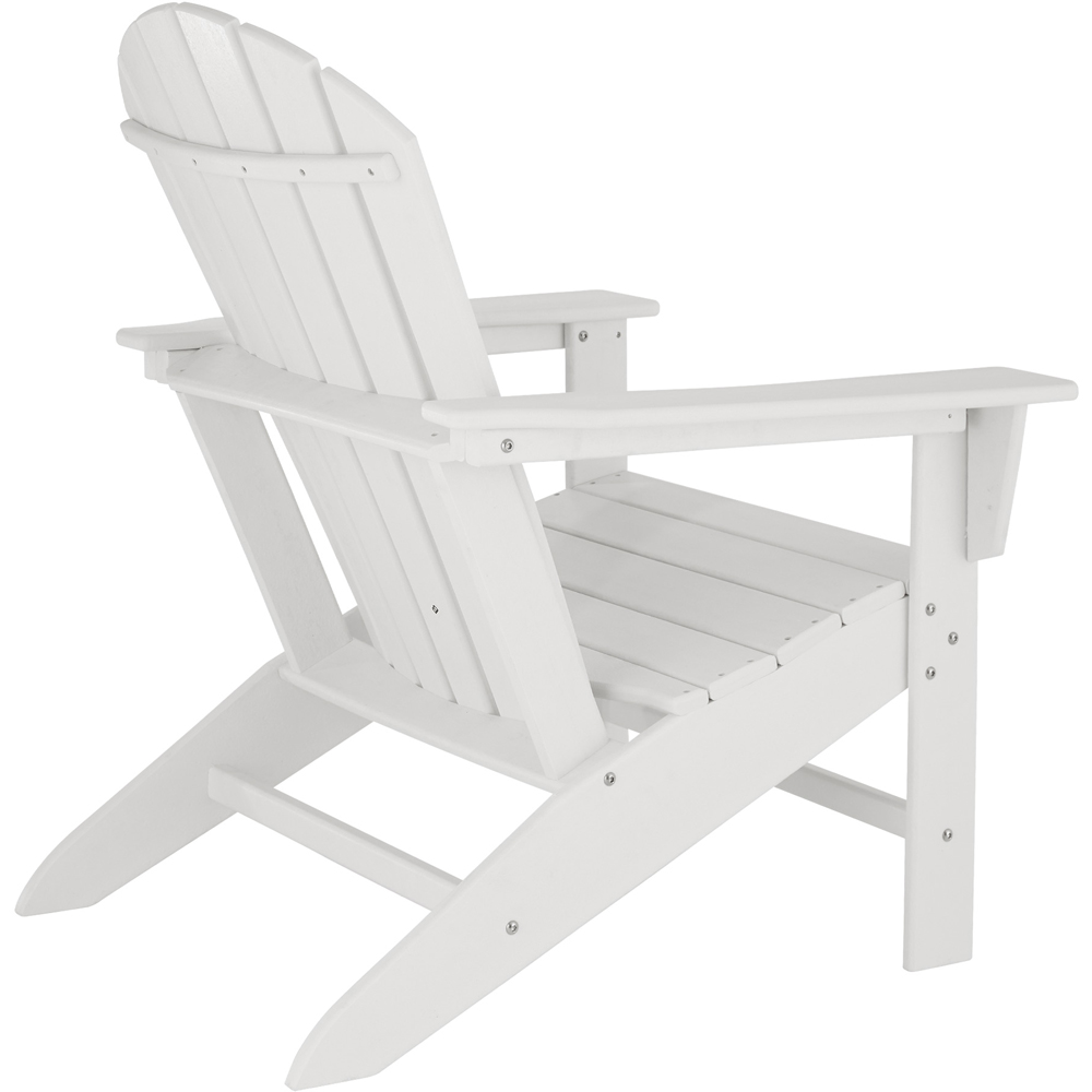 tectake Adirondack Design White Garden Chair with Footstool Image 5