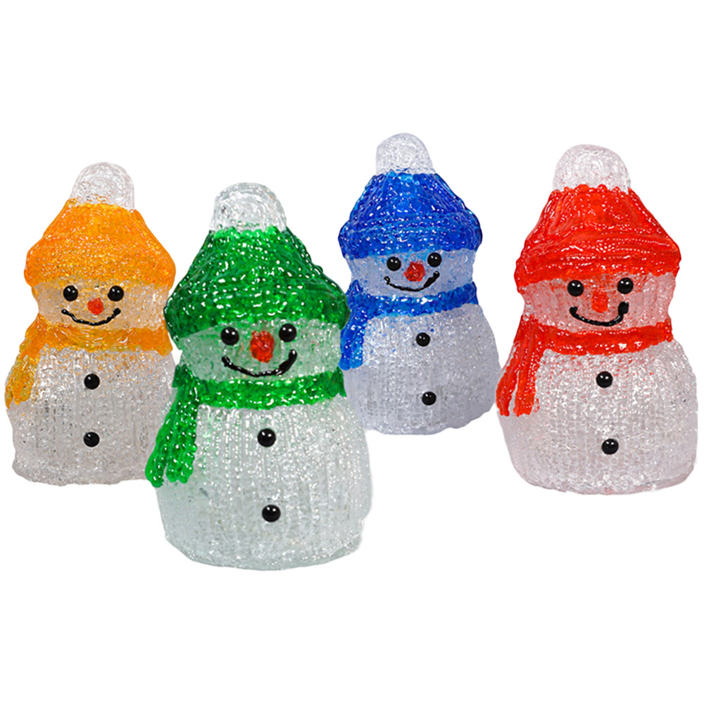 St Helens LED Acrylic Snowmen Christmas Decoration 4 Pack Image 2