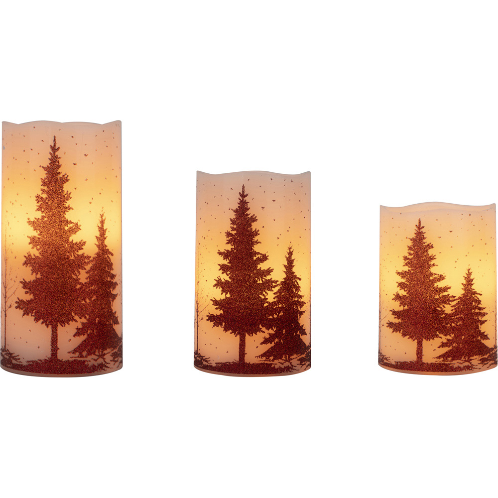 Avilo Woodland Design Flameless LED Wax Candle 3 Piece Image 1