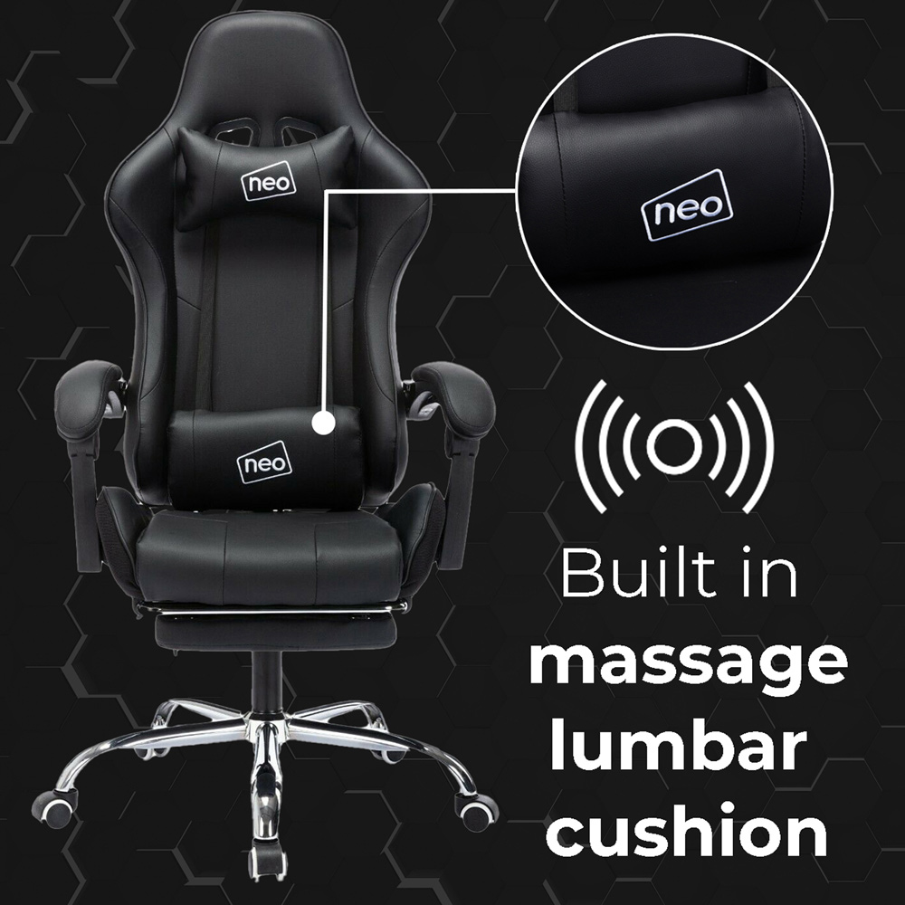 Neo Black Leather Chair with Massage Image 4