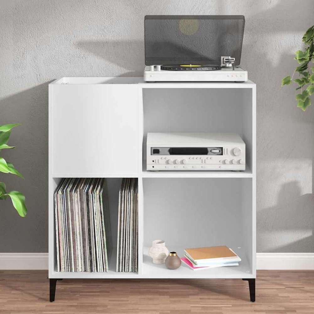 vidaXL 3 Shelf White Record Cabinet | Wilko