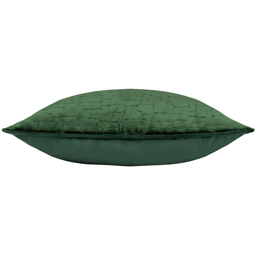 Paoletti Bloomsbury Emerald Geometric Cut Velvet Piped Cushion Image 4