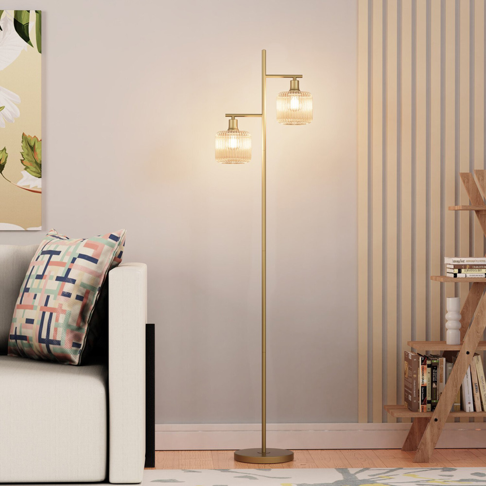 Micah Floor Lamp Champagne and Gold Image 2