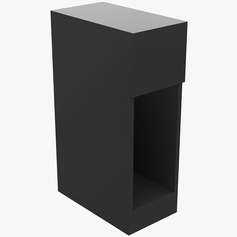 Living and Home Single Drawer Black Bedside Table Image 2