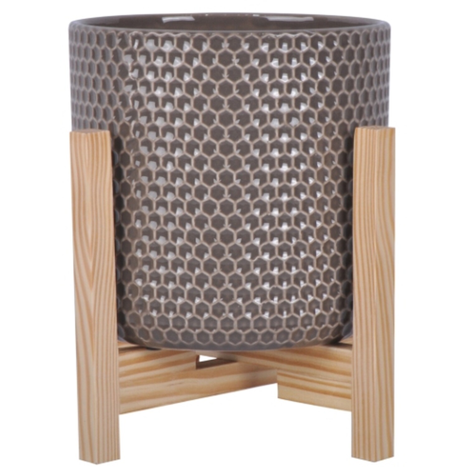 Honeycomb Finish Planter Stands - Taupe Image