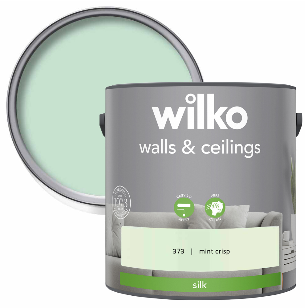 Wilko Walls & Ceilings Mint Crisp Silk Emulsion Paint 2.5L Image 1