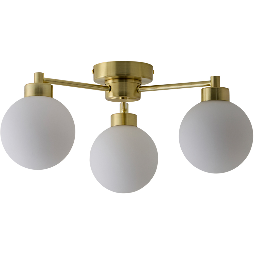 ValueLights Jonah Brushed Gold 3 Arm Globe Ball Shade Flush LED Ceiling Light Image 1