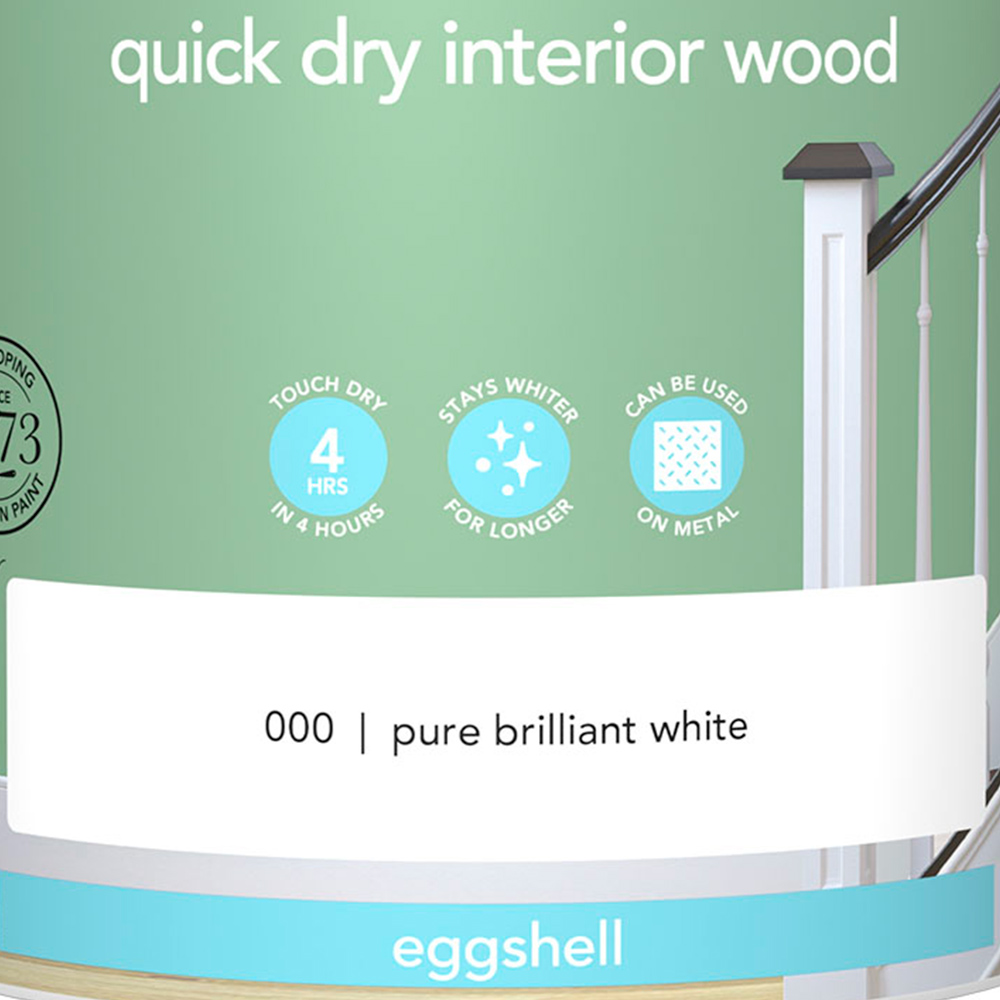 Wilko Quick Dry Interior Wood Pure Brilliant White Eggshell Paint 2.5L Image 3