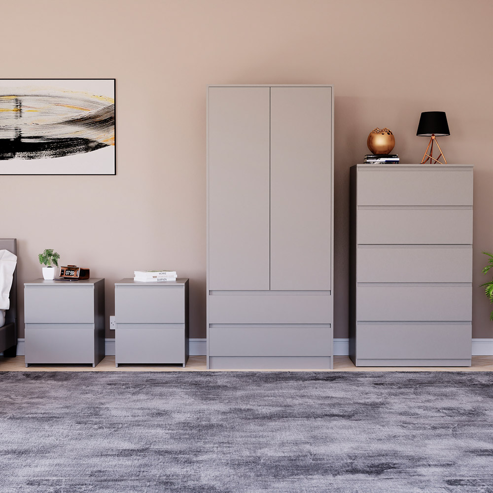 Denver Grey 4 Piece Bedroom Furniture Set Image 2