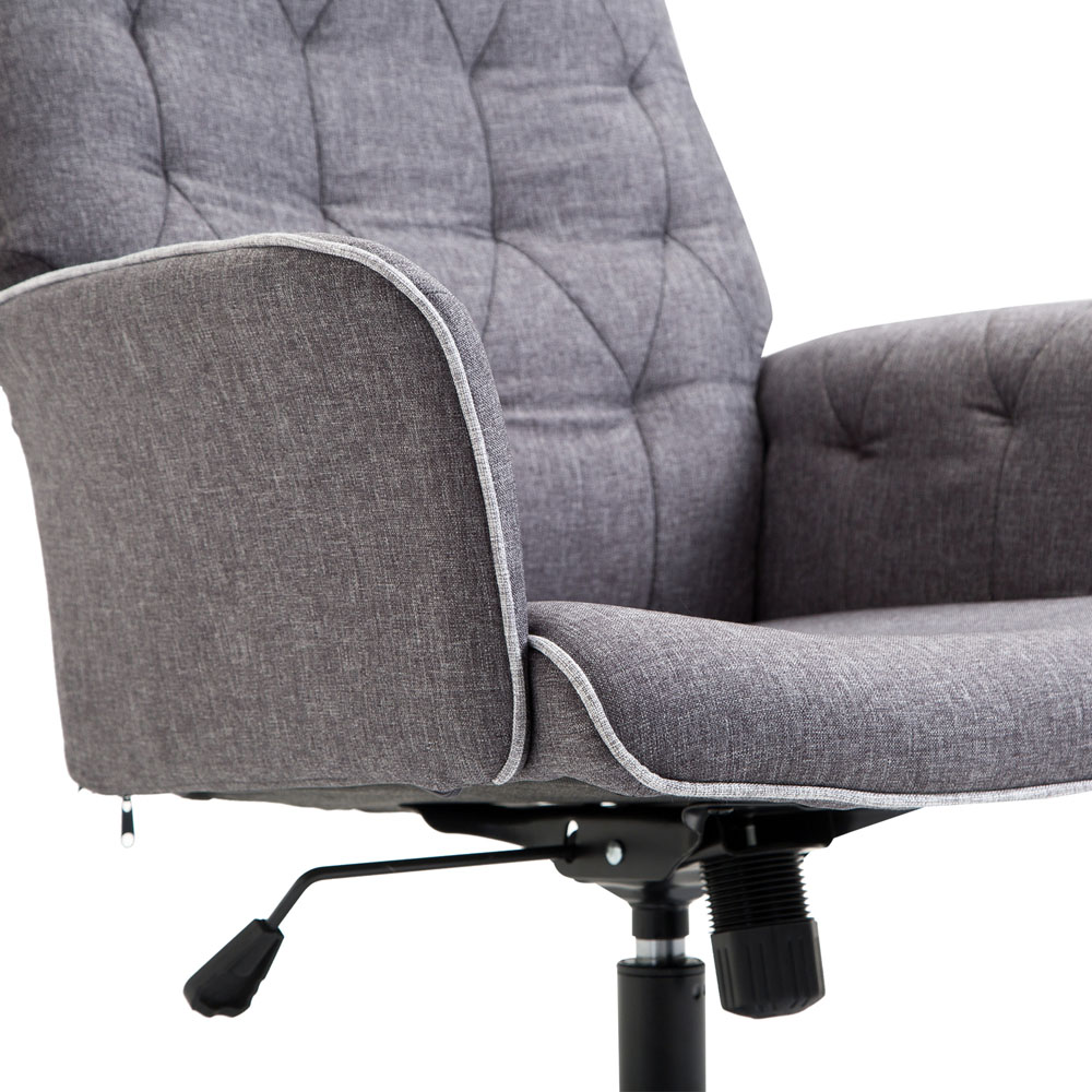 Portland Dark Grey Tufted Swivel Office Desk Chair Image 4