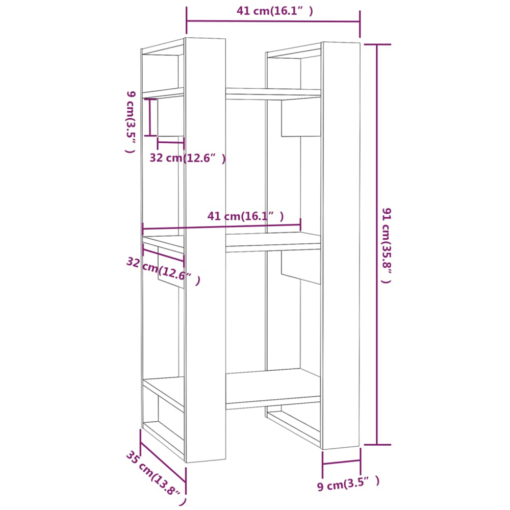 vidaXL 3 Shelf Natural Solid Pine Wood Bookcase Image 9