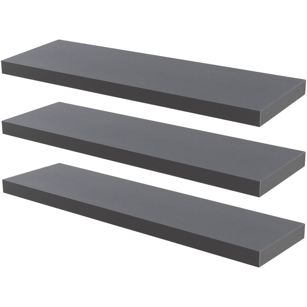 Harbour Housewares 80cm 6 Pack Grey Floating Shelf Image 1