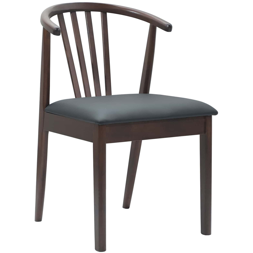 vidaXL Set of 2 Light Brown and Black Rubberwood Vintage Dining Chairs Image 2