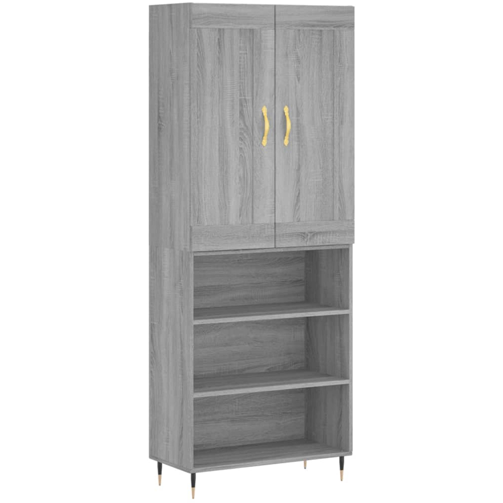vidaXL 2 Door 3 Shelf Grey Sonoma Highboard Image 2