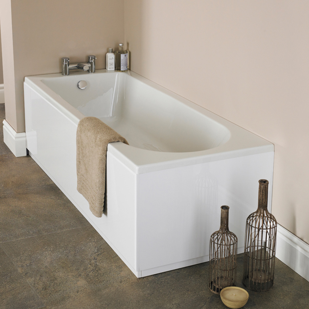 nuie Barmby White Acrylic Round Standard Single Ended Bath 1800 x 800mm Image 2