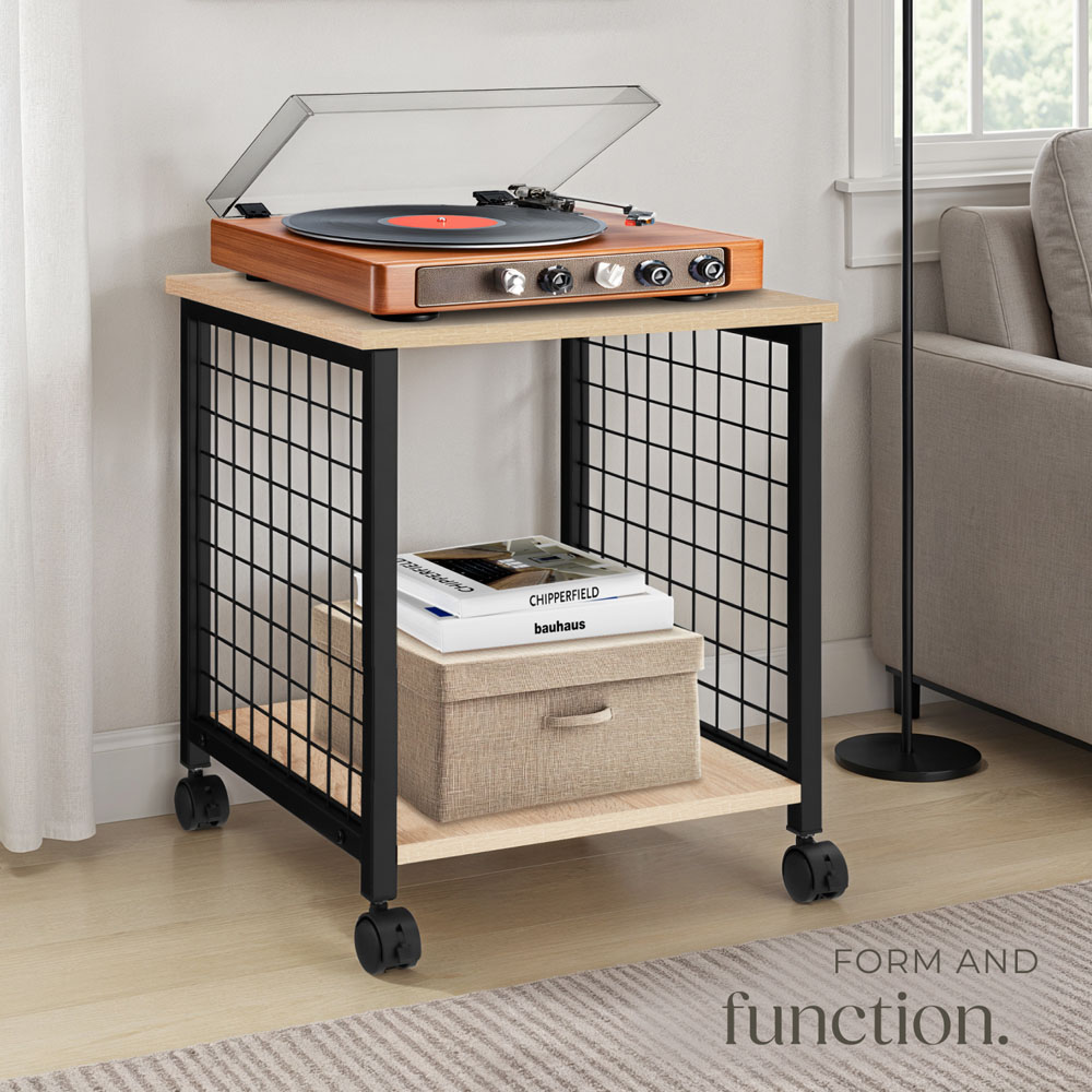 tectake Gary Single Shelf Oak Bedside Table Image 7