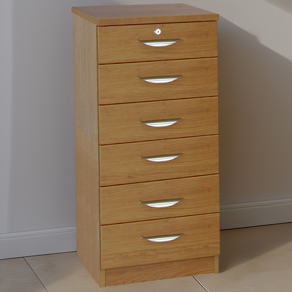 R White Cabinets 6 Drawer Brown Chest of Drawers Image 1