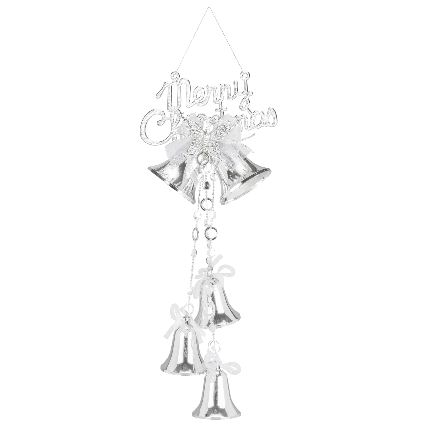 Frosted Fairytale Silver Festive Bells Christmas Decoration Image