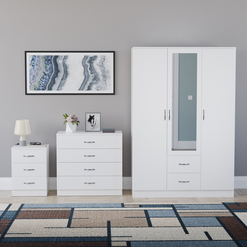 VIDA DESIGNS Riano White 3 Piece Bedroom Furniture Set Image 2
