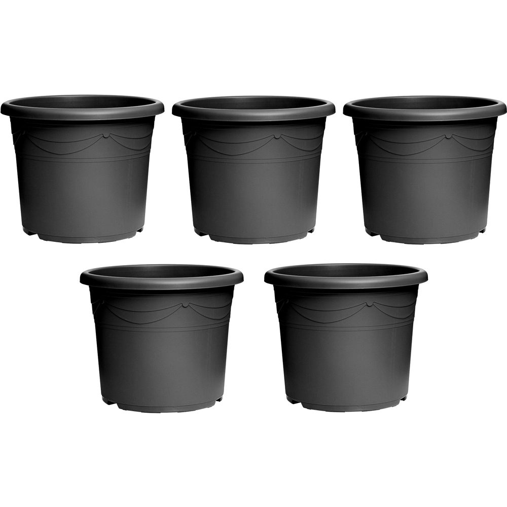 Garden Gear Sandra Graphite Grey Decorative Round Plant Pot 10L 5 Pack Image 1