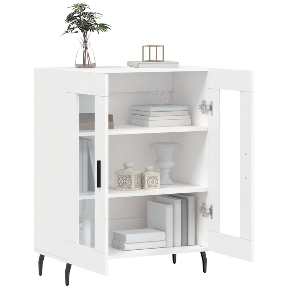 vidaXL 2 Glass Door White Small Sideboard Image 4