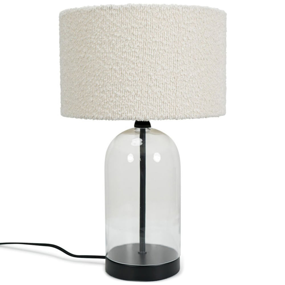 ValueLights Jessy Black and Cream Boucle Shade Glass LED Table Lamp Image 1