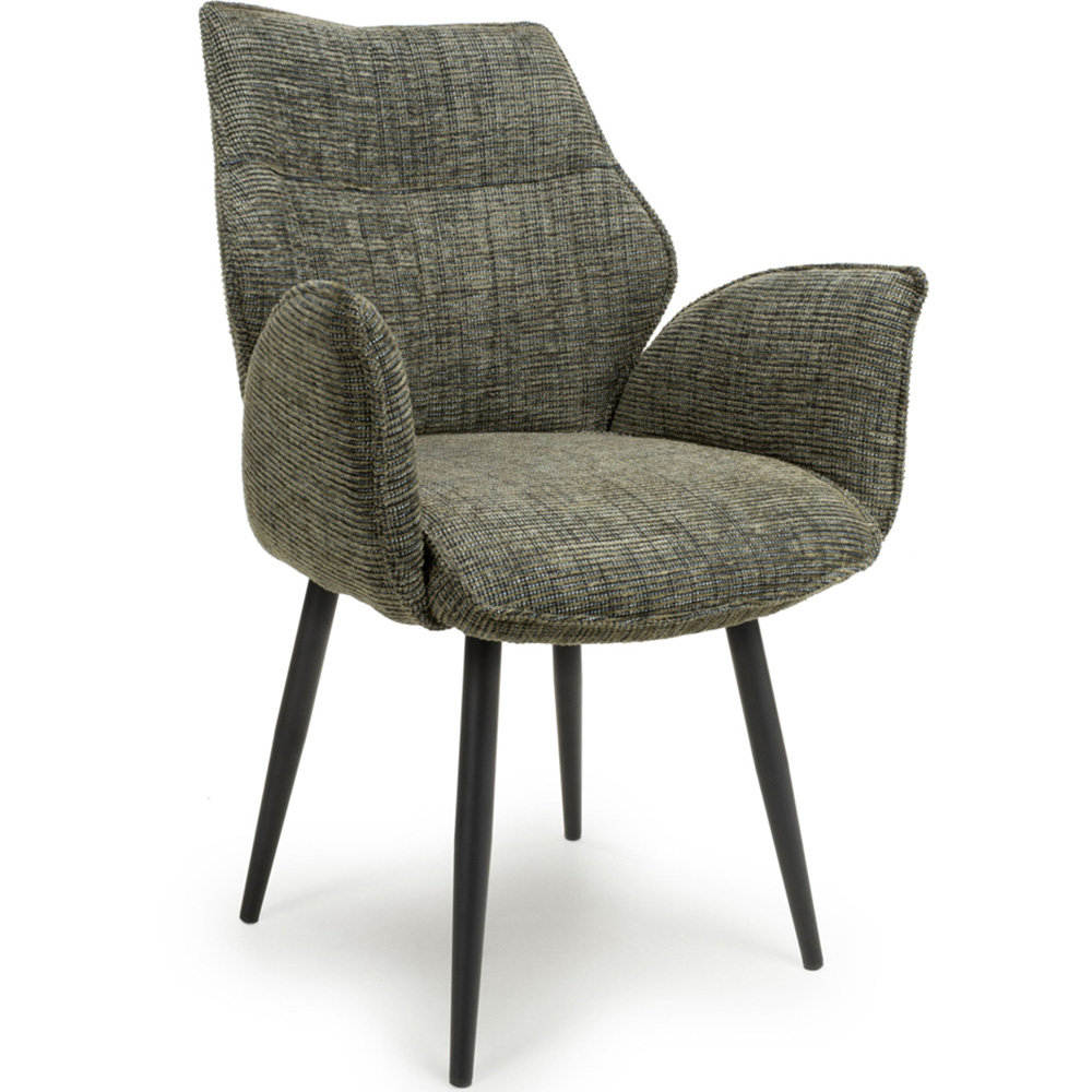 Baltimore Set of 2 Tweed Green Swivel Dining Chair Image 2