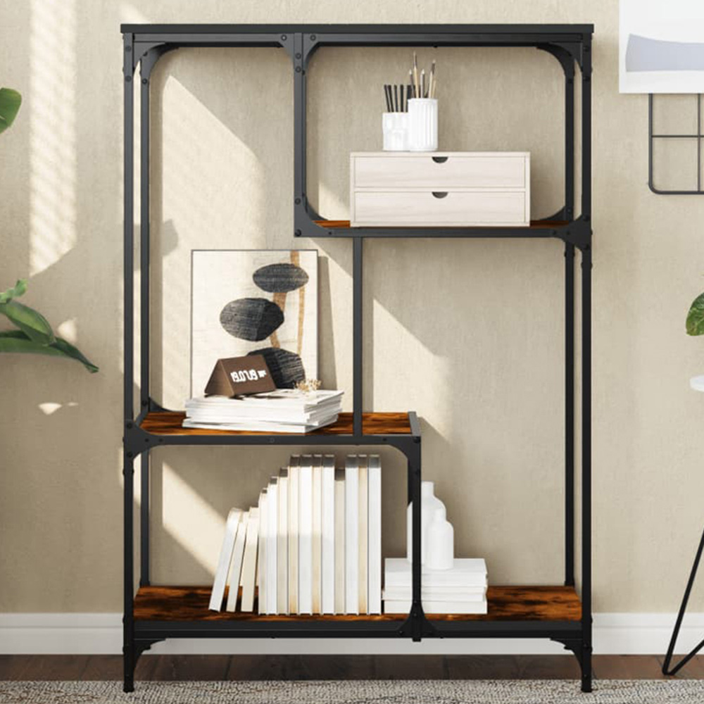 vidaXL 3 Open Shelf Dark Brown Bookshelf Image 1
