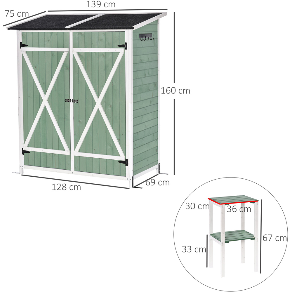 Outsunny 4.2 x 2.3ft Green Garden Storage Shed Image 6