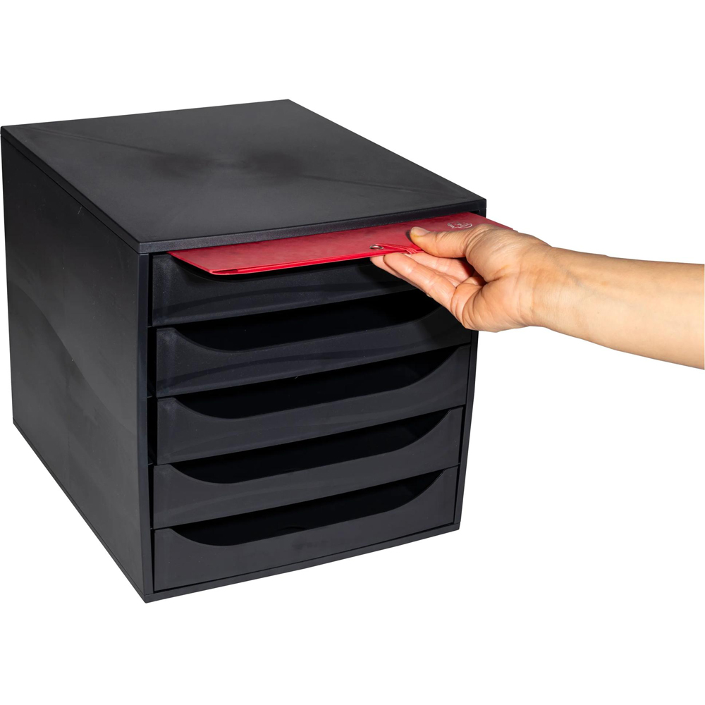 Exacompta EcoBox Office 5 Drawer Black Desk Organiser Image 4