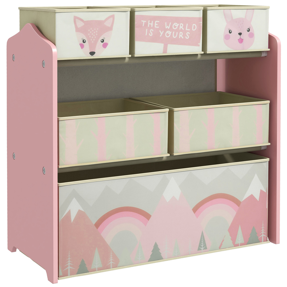 Playful Haven Pink 6 Baskets Kids Storage Unit Image 2