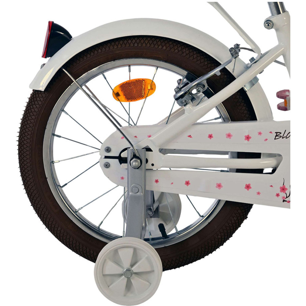 Volare Blossom Kids 16 inch White Bike with Stabilisers Doll Seat and Basket Image 7