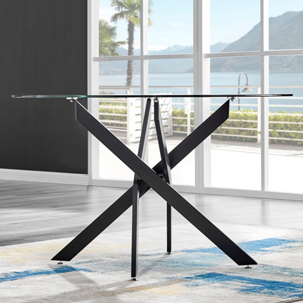 Furniturebox Arona Valera 6 Seater Round Dining Set Black and Grey Image 2