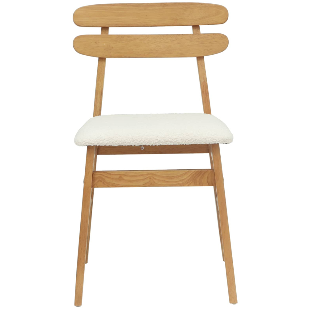 vidaXL Set of 2 Natural and White Rubberwood Rectilinear Vintage Dining Chairs Image 3