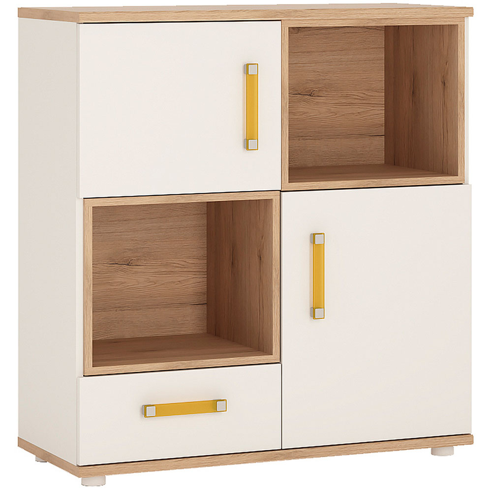 Florence 4KIDS 2 Door 2 Shelf Oak and White Cupboard with Orange Handles Image 2