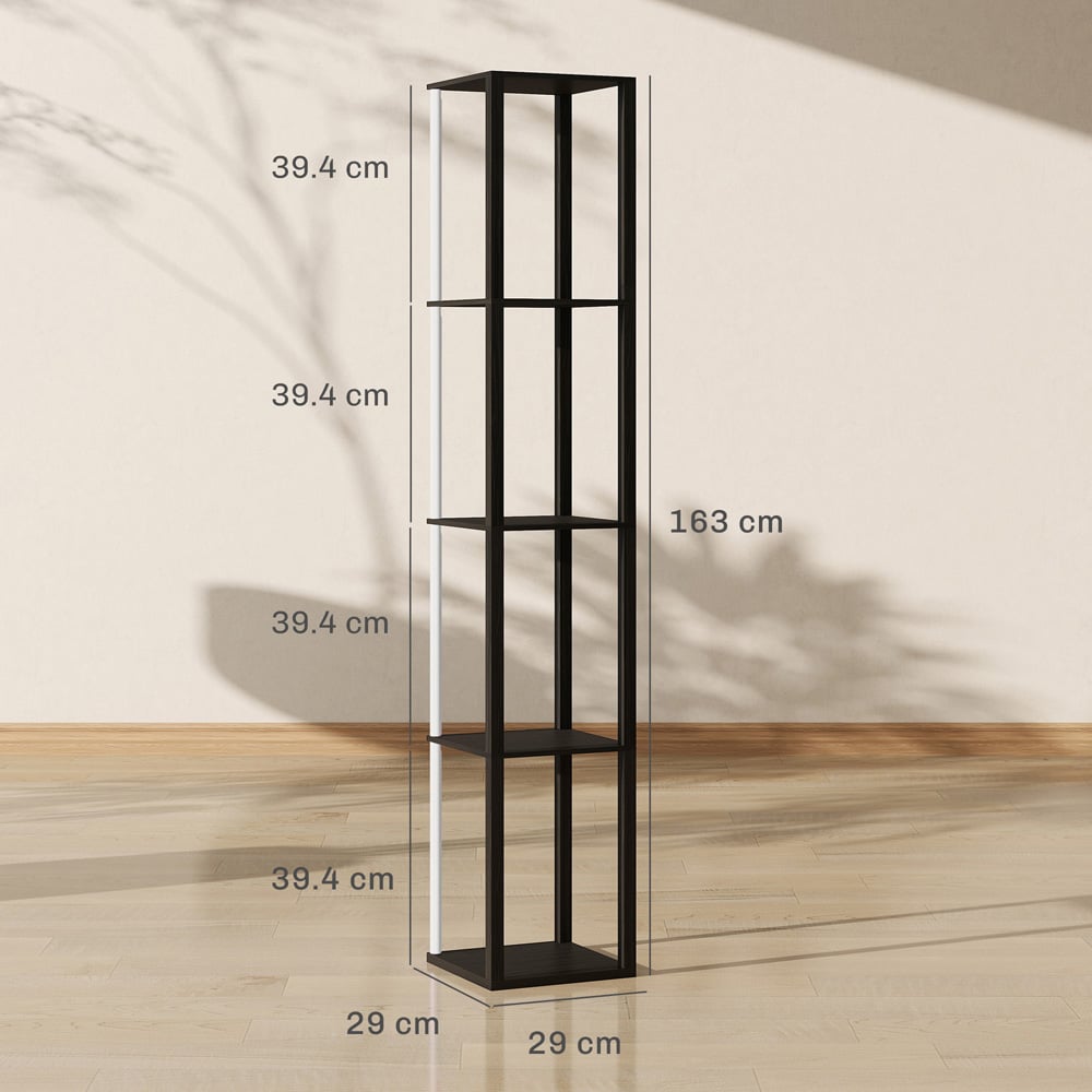 HOMCOM 4 Shelf Black RGB LED Floor Lamp with Remote Image 9