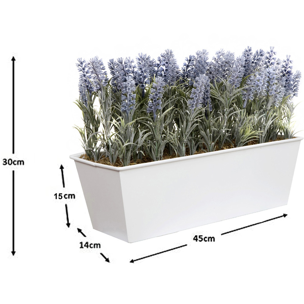 GreenBrokers Artificial Lavender Plant in White Window Box 45cm Image 3