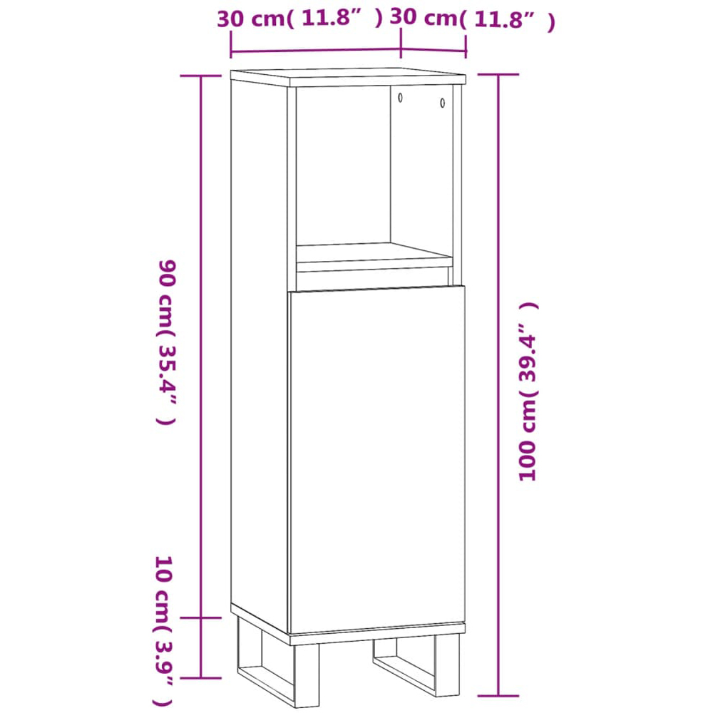vidaXL Single Door Single Shelf Grey Sonoma Slim Freestanding Bathroom Cabinet Image 6