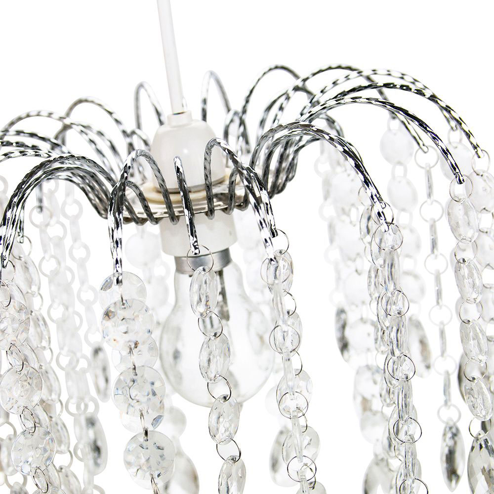 Happy Homewares Contemporary Waterfall Transparent Acrylic Droplets and Beads Pendant Shade Image 3