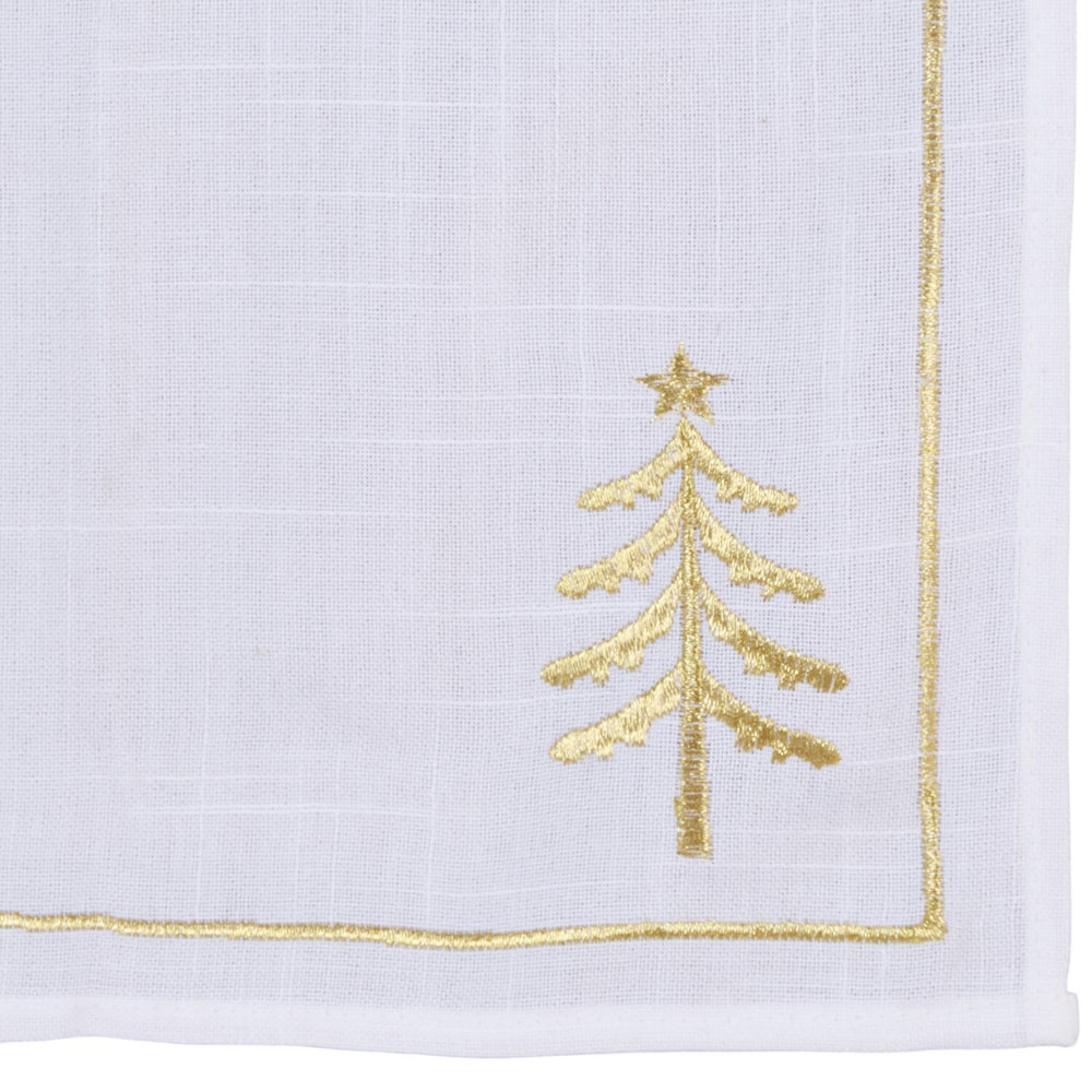 Pack of 4 Gold Spruce Embroidered Napkins White Image 3