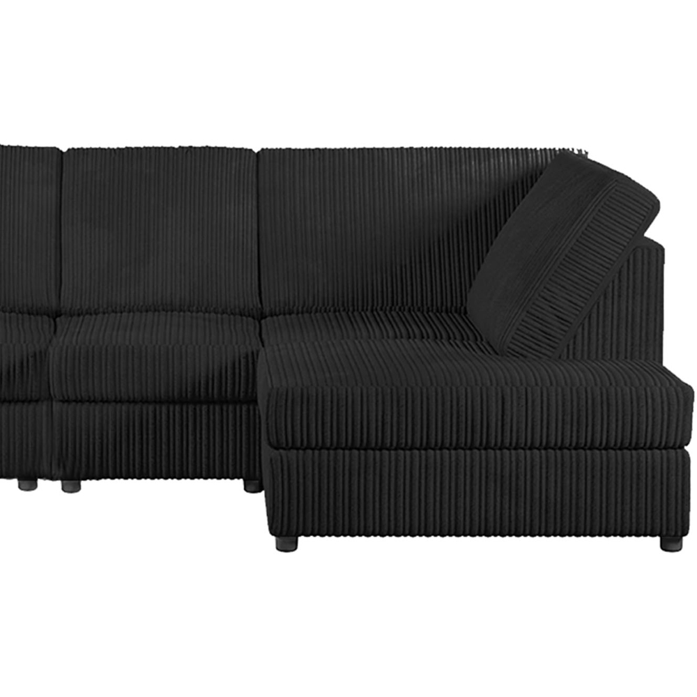 Luxor 5 Seater Black Jumbo Cord L-Shape Right Hand Corner Sofa Image 4