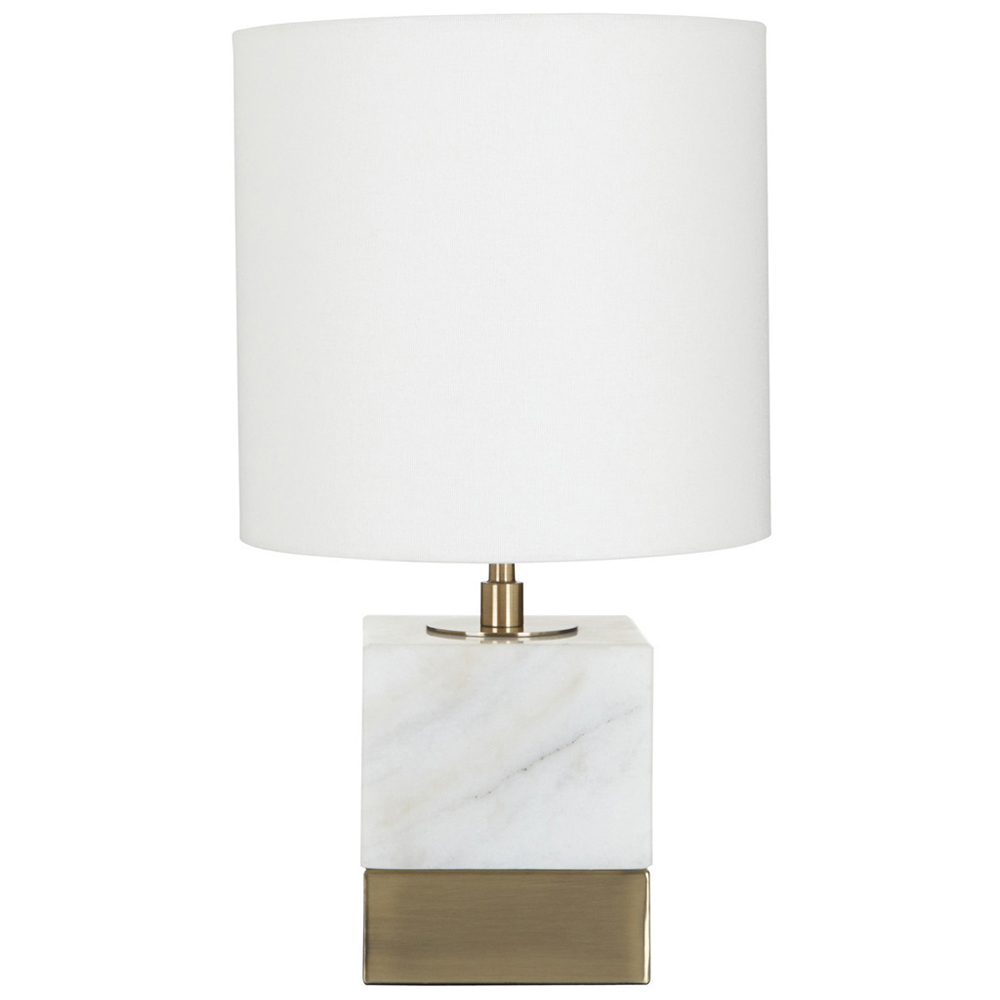 Premier Housewares White Linen Shade Marble Accent Lamp Image 1