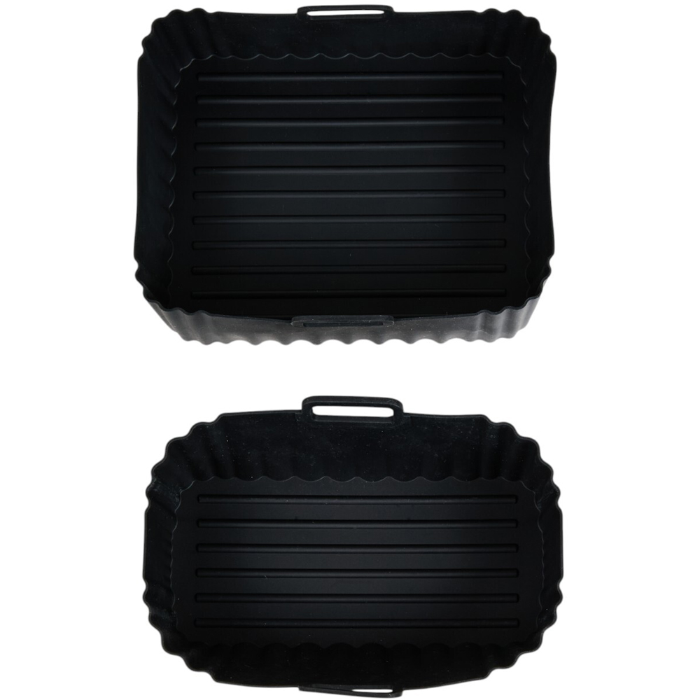 Set of 2 Kitchen Master Silicone Rectangular Airfryer Liners Black Image 7