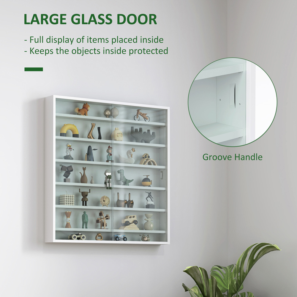 HOMCOM 7-TierWhite Wall Display Cabinet Image 8