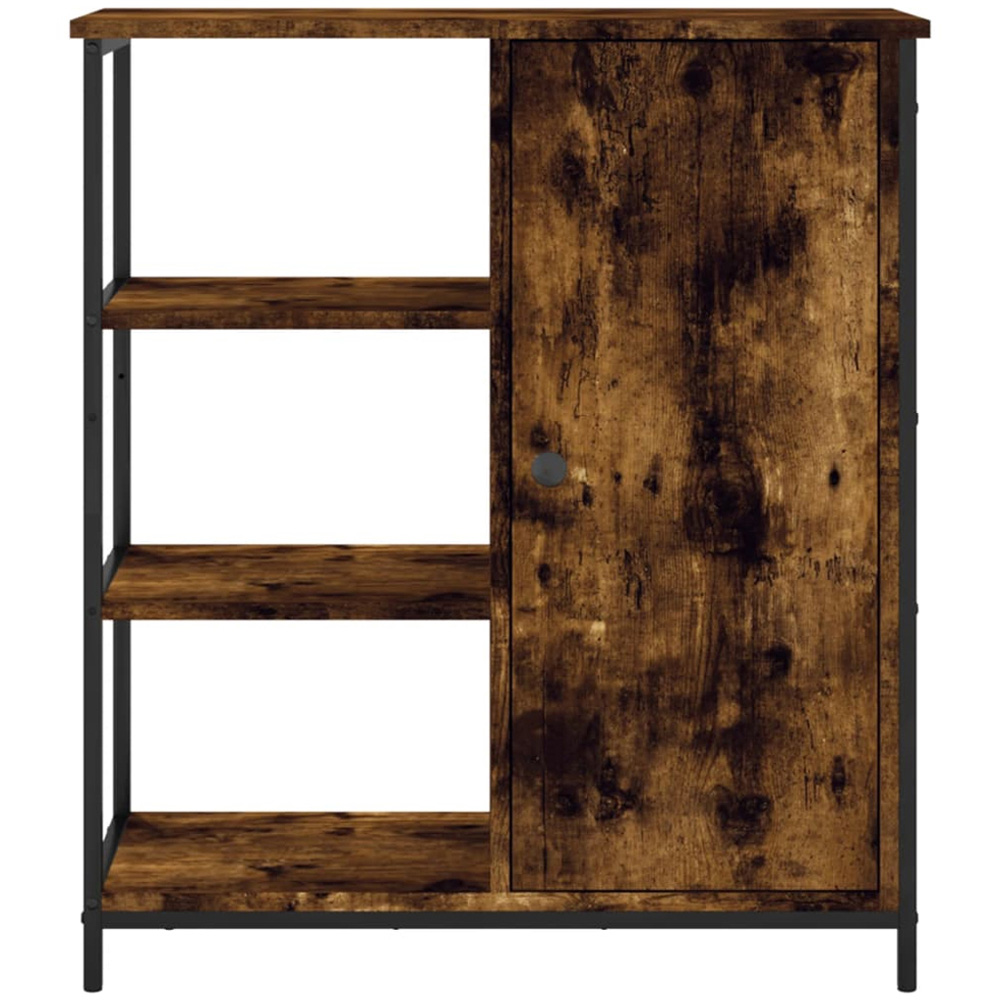 vidaXL Single Door 3 Open Shelf Smoked Oak Sideboard Image 6