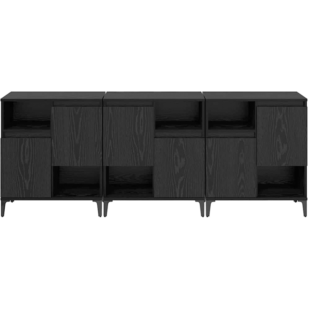 vidaXL 2 Door 2 Shelf Black Compact Sideboard Set of 3 Image 5